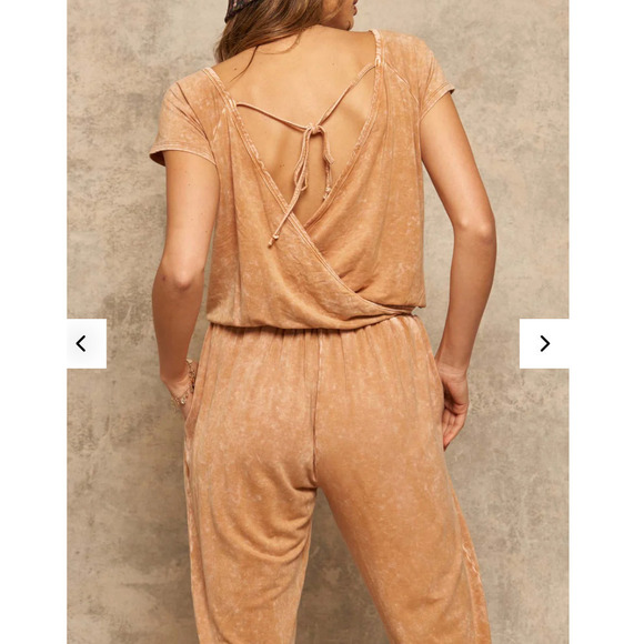 Promesa Women's True To You Vintage Washed Grey Drawstring Jumpsuit Size Small - Picture 8 of 12